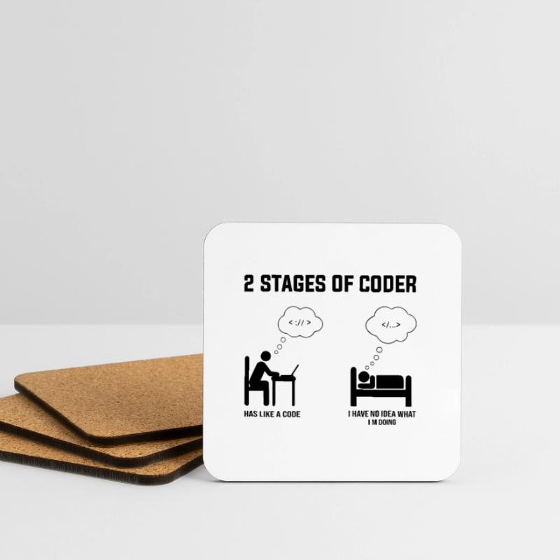 2 étapes du codeur - Idée cadeau Codage de code d’humour Dessous de verre (lot de 4)