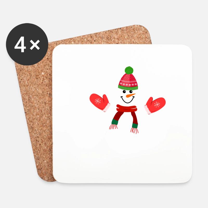 Weihnachts-Schneemann - Untersetzer (4er-Set) - Weiß