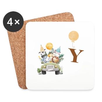 Buchstabe Y Safari - Untersetzer (4er-Set) - Weiß - Vorne