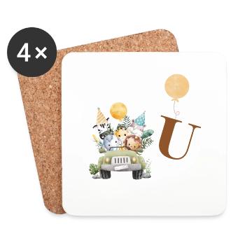 Letter U Safari - Coasters (set of 4) - white - Front
