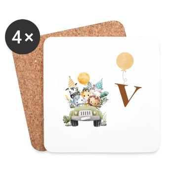 Buchstabe V Safari - Untersetzer (4er-Set) - Weiß - Vorne