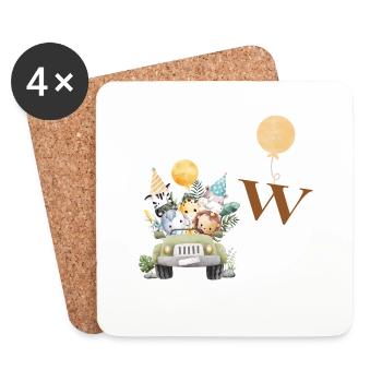 Letter W Safari - Coasters (set of 4) - white - Front