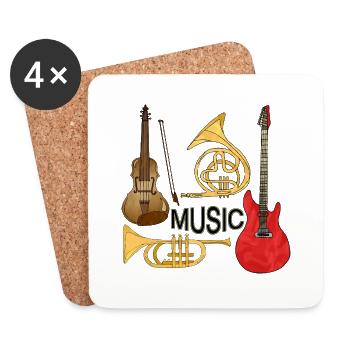 Instruments de musique - Dessous de verre (lot de 4) - blanc - Devant