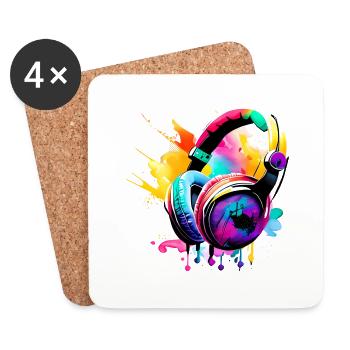 Kopfhörer Musiker Musik hören Gesang Gamer Sänger - Untersetzer (4er-Set) - Weiß - Vorne