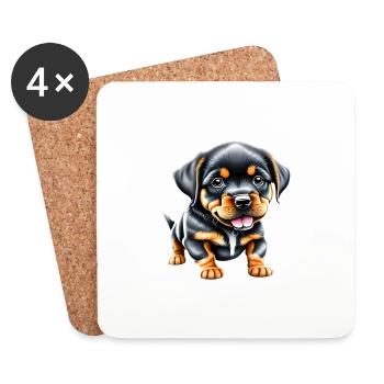 Rottweiler Dog Rottweiler Puppy Dogs Dog Puppy - Coasters (set of 4) - white - Front