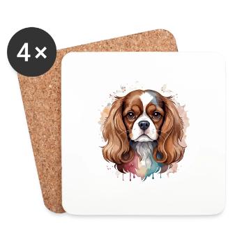 Cavalier King Charles Spaniel, Hund, Hund, Hund, niedlich - Untersetzer (4er-Set) - Weiß - Vorne