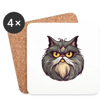 Cat Katze - Untersetzer (4er-Set) - Weiß - Vorne