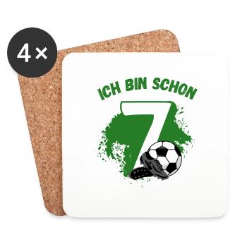 7. Geburtstag Fussball Jungen 7 Jahre Fussballer - Untersetzer (4er-Set) - Weiß - Vorne