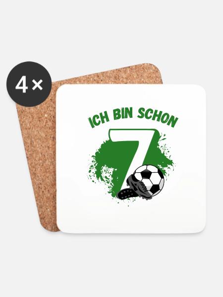 7. Geburtstag Fussball Jungen 7 Jahre Fussballer - Untersetzer (4er-Set) - Weiß