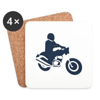 Moto Fan Moto Motard Motard Motard Motocross - Dessous de verre (lot de 4) - blanc - Devant