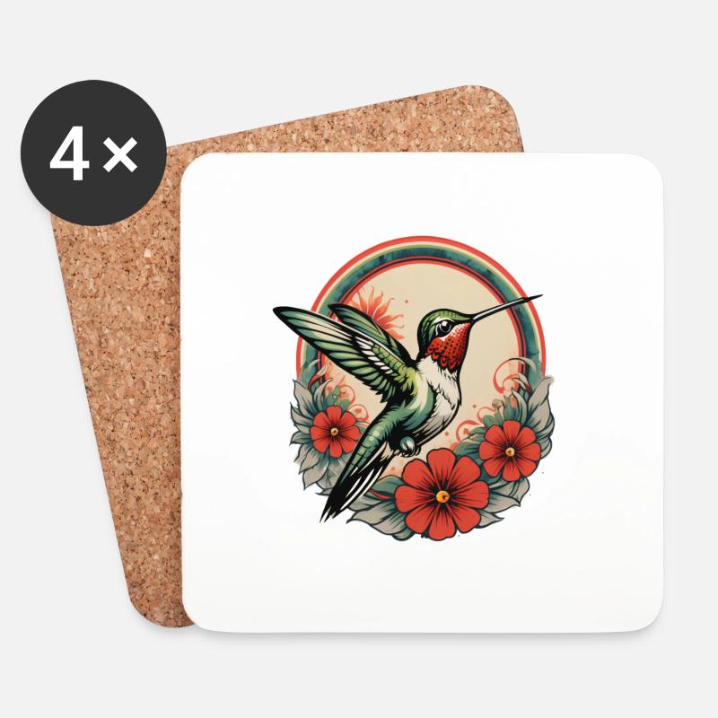 Kolibri - Untersetzer (4er-Set) - Weiß