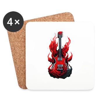 guitare, instrument à cordes pincées, guitariste, instrument de musique - Dessous de verre (lot de 4) - blanc - Devant