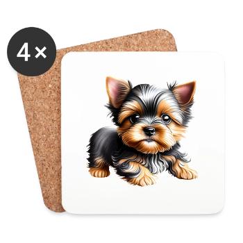Yorkshire Terrier Puppy Dog Dog Owner - Coasters (set of 4) - white - Front