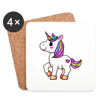 Licorne Bête Mythique Fille Licornes - Dessous de verre (lot de 4) - blanc - Devant