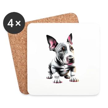 Bullterrier Hund Hunde Bulldogge Hundebesitzer - Untersetzer (4er-Set) - Weiß - Vorne