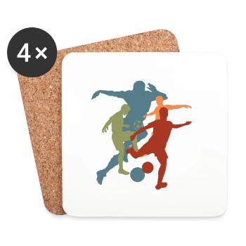 Vintage-Retro-Fußballspieler - Untersetzer (4er-Set) - Weiß - Vorne