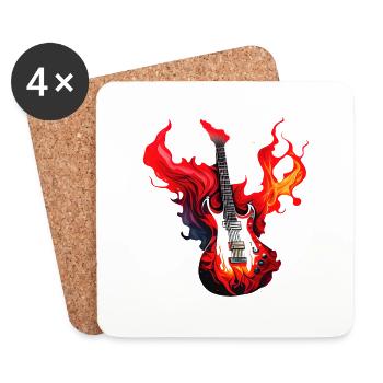 Guitare, Instrument de musique, Instrument à cordes pincées, Guitariste - Dessous de verre (lot de 4) - blanc - Devant