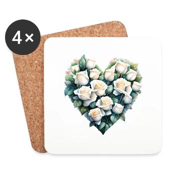 Valentinstag Liebe Verlobung Muttertag Hochzeit - Untersetzer (4er-Set) - Weiß - Vorne