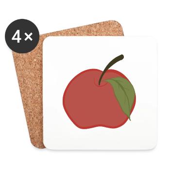 Lebendige Frische: Roter Apfel Design - Untersetzer (4er-Set) - Weiß - Vorne