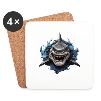 Design de requin cool - Dessous de verre (lot de 4) - blanc - Devant