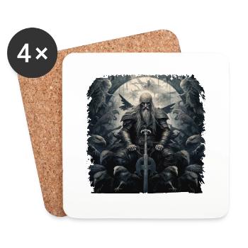 Odin Wikinger Gott Odins Raben Hugin & Munin - Untersetzer (4er-Set) - Weiß - Vorne