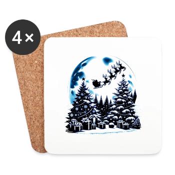 Weihnachtskugel Schneekugel für Weihnachten - Untersetzer (4er-Set) - Weiß - Vorne