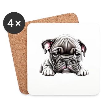 Bulldog Dogs Dog Owner Dog Owner - Coasters (set of 4) - white - Front
