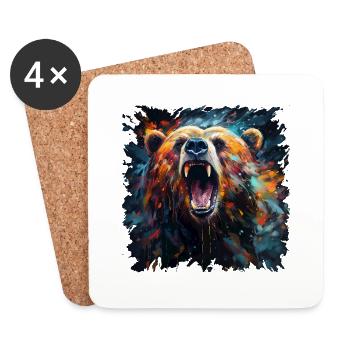 Grizzly ours Design ours dans des couleurs vives. Grizzly - Dessous de verre (lot de 4) - blanc - Devant
