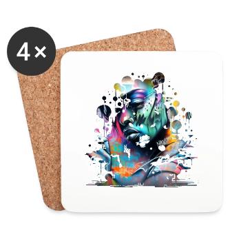 Graffiti Street Art Spray Vintage Schablone Retro - Untersetzer (4er-Set) - Weiß - Vorne
