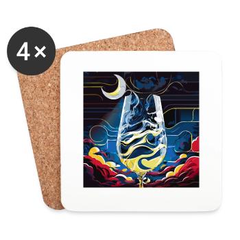 Ein Schluck der Nacht (Artwork Collection) - Untersetzer (4er-Set) - Weiß - Vorne