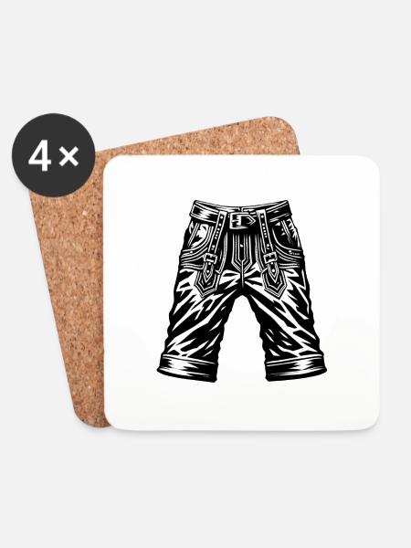 Lederhose Trachtenhose Linksträger o Rechtsträger - Untersetzer (4er-Set) - Weiß