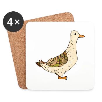 Canard - Dessous de verre (lot de 4) - blanc - Devant