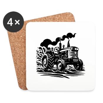 Tracteur - Dessous de verre (lot de 4) - blanc - Devant