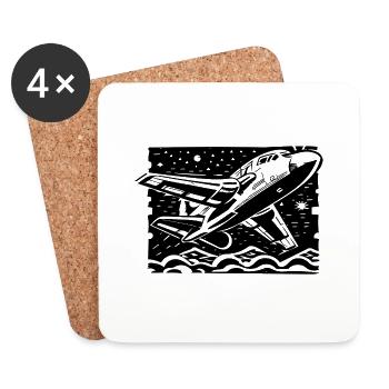 Fly airplane - Coasters (set of 4) - white - Front
