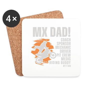 MX Dad! Motocross - Untersetzer (4er-Set) - Weiß - Vorne