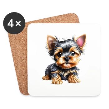 Yorkshire Terrier Puppy Dog Dog Owner - Coasters (set of 4) - white - Front