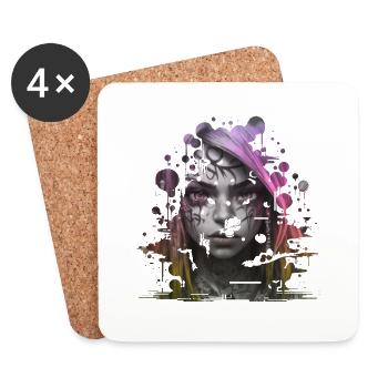 Graffiti Street Art Spray Vintage Stencil Retro - Coasters (set of 4) - white - Front