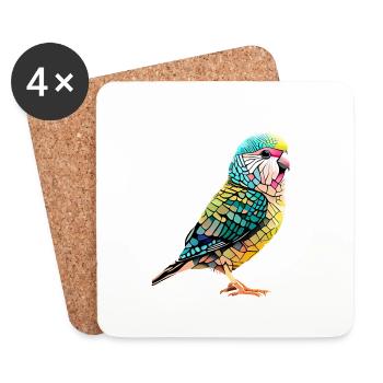 Perruche Oiseau Calopsitte Propriétaire d’oiseau - Dessous de verre (lot de 4) - blanc - Devant
