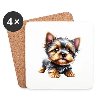 Yorkshire Terrier Puppy Dog Dog Owner - Coasters (set of 4) - white - Front