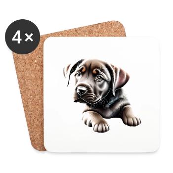 Labrador Propriétaire Labrador Retriever chiot - Dessous de verre (lot de 4) - blanc - Devant