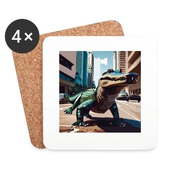 Crocodile on the streets of Miami Part. 2 - Untersetzer (4er-Set) - Weiß - Vorne