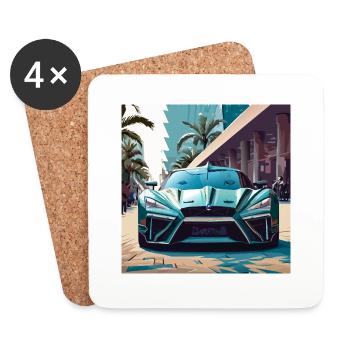 Voiture spatiale bleue à Miami (Miami Collection) - Dessous de verre (lot de 4) - blanc - Devant