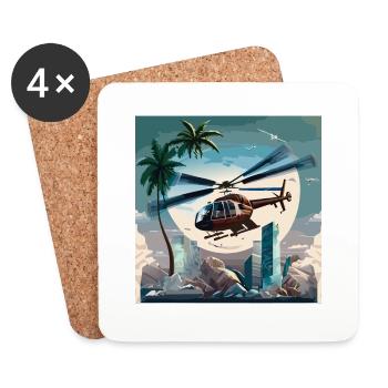 Helicopter operation in Miami (Miami Collection) - Untersetzer (4er-Set) - Weiß - Vorne