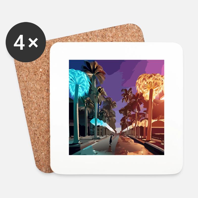 Night in Miami (Miami Collection) - Untersetzer (4er-Set) - Weiß