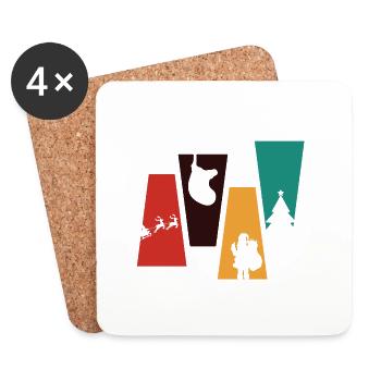 Vintage Retro Christmas - Weihnachtsgeschenkidee - Untersetzer (4er-Set) - Weiß - Vorne