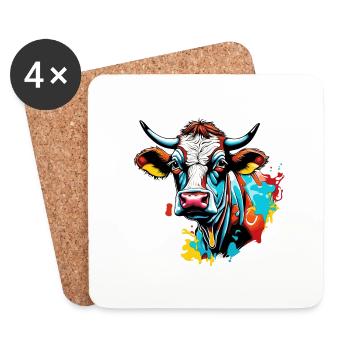 Brown Cow / Animal / Milk / Farm / Barn - Coasters (set of 4) - white - Front