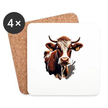 Brown Cow / Animal / Milk / Farm / Barn - Coasters (set of 4) - white - Front