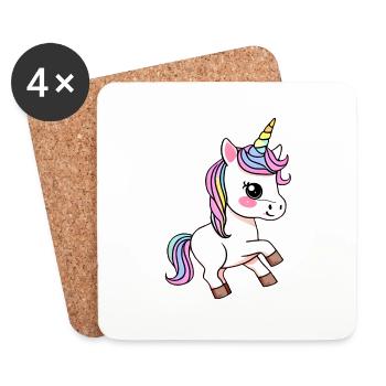 licorne colorée créature mythique fille licornes mignonnes - Dessous de verre (lot de 4) - blanc - Devant