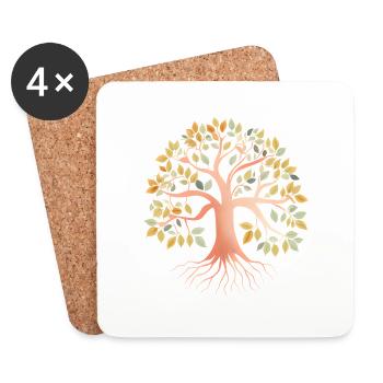 Lebensbaum Yoga Baum des Lebens Meditation - Untersetzer (4er-Set) - Weiß - Vorne