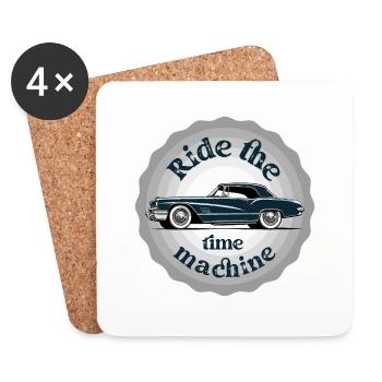 Ride the time machine. Classic car badge. - Coasters (set of 4) - white - Front